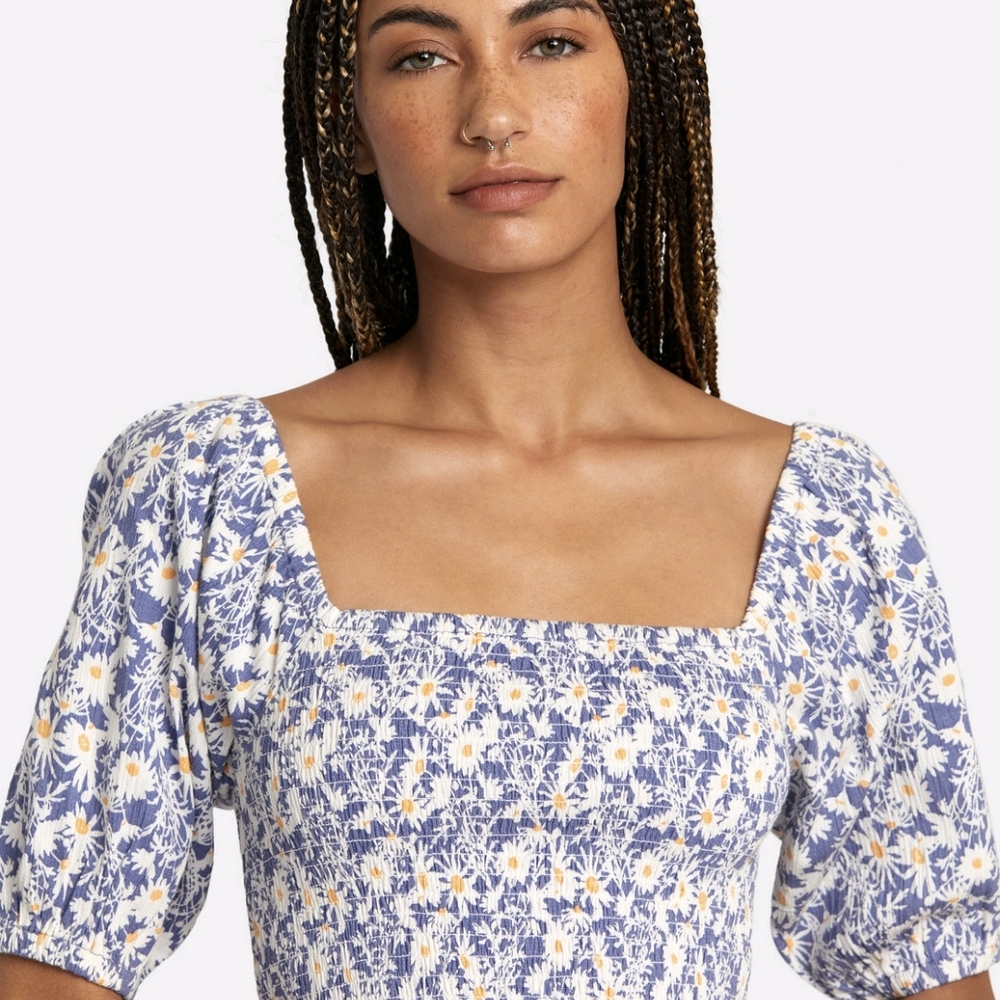 RVCA Blue and White Textured Fabric